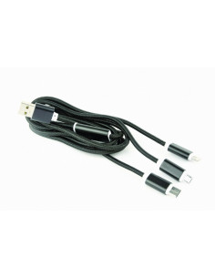 CC-USB2-AM31-1M,CABLU alimentare si date GEMBIRD, telefon, 3 + 1, USB 2.0 (T) la Lightning (T) + Micro-USB 2.0 (T) + USB 2.0 Typ 2