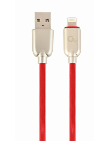 CC-USB2R-AMLM-2M-R,CABLU alimentare si date GEMBIRD, pt. smartphone, USB 2.0 (T) la Lightning (T), 2m, premium, cablu din cauciu