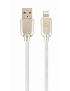 CC-USB2R-AMLM-2M-W,CABLU alimentare si date GEMBIRD, pt. smartphone, USB 2.0 (T) la Lightning (T), 2m, premium, cablu din cauciu