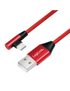 CU0145,CABLU alimentare si date LOGILINK, pt. smartphone, USB 2.0 (T) la USB 2.0 Type-C (T) la 90 grade, 0.3m, premium, cablu cu