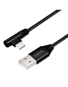 CU0138,CABLU alimentare si date LOGILINK, pt. smartphone, USB 2.0 (T) la USB 2.0 Type-C (T) la 90 grade, 1m, premium, cablu cu i
