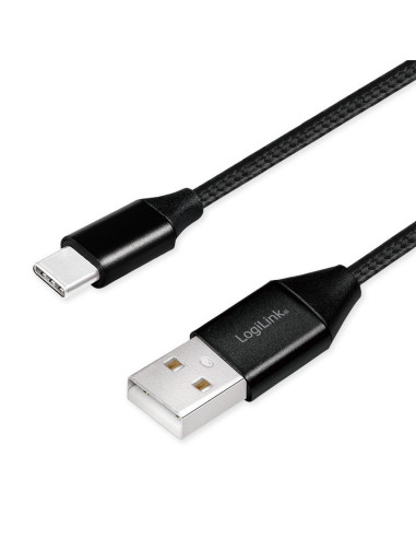CU0139,CABLU alimentare si date LOGILINK, pt. smartphone, USB 2.0 (T) la USB 2.0 Type-C (T), 0.3m, premium, cablu cu impletire d