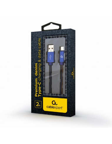 CC-USB2J-AMCM-2M-BL,CABLU alimentare si date GEMBIRD, telefon, USB 2.0 (T) la USB 2.0 Type-C (T), 2m, premium, conectori auriti,