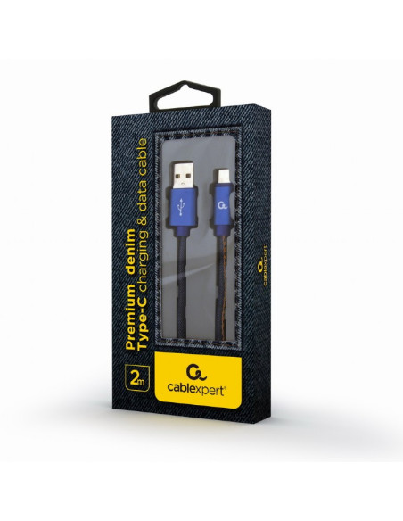 CC-USB2J-AMCM-2M-BL,CABLU alimentare si date GEMBIRD, telefon, USB 2.0 (T) la USB 2.0 Type-C (T), 2m, premium, conectori auriti,