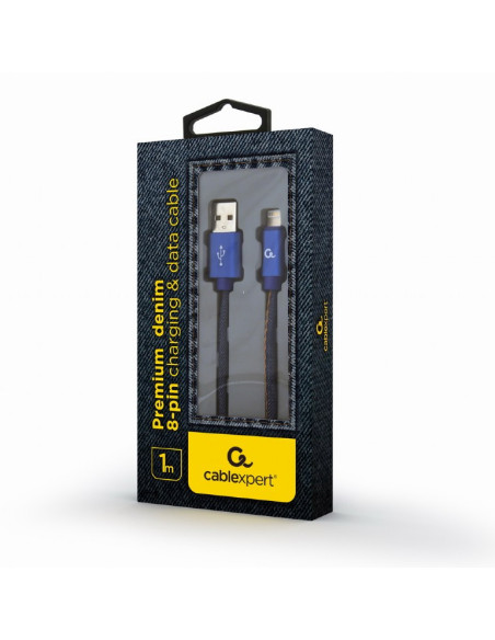 CC-USB2J-AMLM-1M-BL,CABLU alimentare si date GEMBIRD, pt. smartphone, USB 2.0 (T) la Lightning (T), 1m, premium, conectori aurit