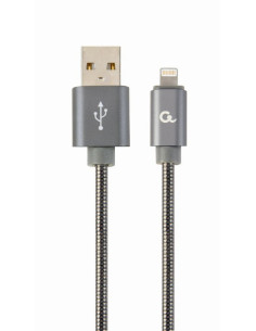 CC-USB2S-AMLM-1M-BG,CABLU alimentare si date GEMBIRD, pt. smartphone, USB 2.0 (T) la Lightning (T), 1m, premium, cablu metalic, 