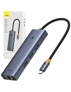 B0005280A813-00,DOCKING STATION Baseus UltraJoy 4 in 1, input USB Type-C, output 3 x USB 3.0 / 1 x LAN RJ45, gri "B0005280A813-0