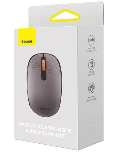 B01055503833-00,MOUSE Baseus PC sau NB wireless, 2.4GHz si Bluetooth, optic, 800/ 1200/1600 dpi,butoane/scroll 3/1, gri,"B010555