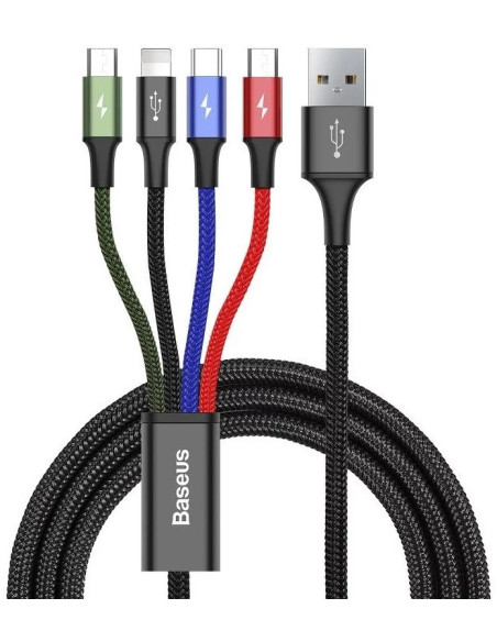 CA1T4-B01,CABLU alimentare si date Baseus, Fast Charging Data Cable pt. smartphone, 4 in 1, USB la 2 x USB-C /1 x Lightning / 1 