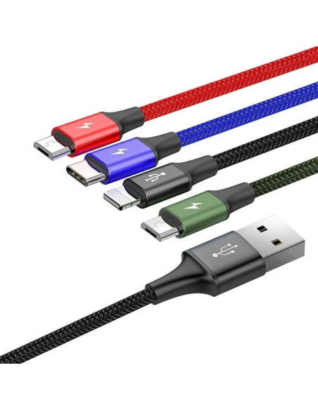 CA1T4-B01,CABLU alimentare si date Baseus, Fast Charging Data Cable pt. smartphone, 4 in 1, USB la 2 x USB-C /1 x Lightning / 1 