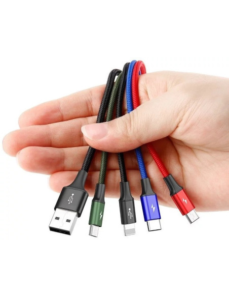 CA1T4-B01,CABLU alimentare si date Baseus, Fast Charging Data Cable pt. smartphone, 4 in 1, USB la 2 x USB-C /1 x Lightning / 1 