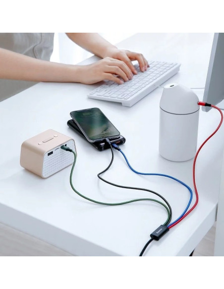 CA1T4-B01,CABLU alimentare si date Baseus, Fast Charging Data Cable pt. smartphone, 4 in 1, USB la 2 x USB-C /1 x Lightning / 1 