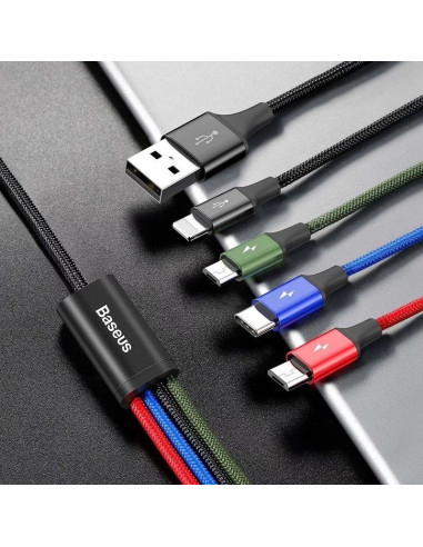 CA1T4-B01,CABLU alimentare si date Baseus, Fast Charging Data Cable pt. smartphone, 4 in 1, USB la 2 x USB-C /1 x Lightning / 1 