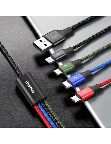 CA1T4-B01,CABLU alimentare si date Baseus, Fast Charging Data Cable pt. smartphone, 4 in 1, USB la 2 x USB-C /1 x Lightning / 1 