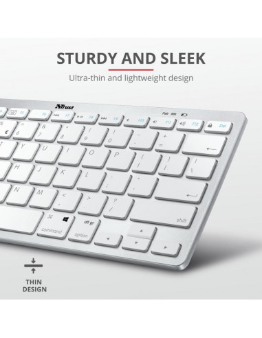 Tastatura Trust Nado, Bluetooth Wireless, alba,TR-23746