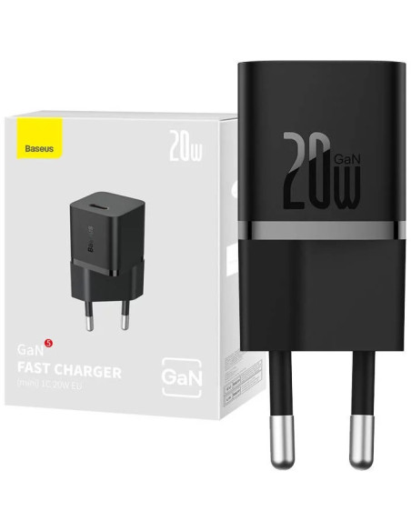 CCGN050101,INCARCATOR retea Baseus, GaN5 Fast Charger mini 20W, 1 x USB Type-C 5V/3A, negru "CCGN050101" - 6932172625313
