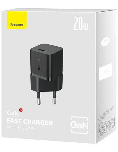 CCGN050101,INCARCATOR retea Baseus, GaN5 Fast Charger mini 20W, 1 x USB Type-C 5V/3A, negru "CCGN050101" - 6932172625313