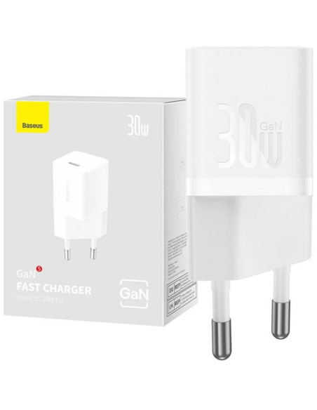 CCGN070502,INCARCATOR retea Baseus, GaN5 Fast Charger 30W, 1 x USB Type-C 5V/3A, alb "CCGN070502" - 6932172624446