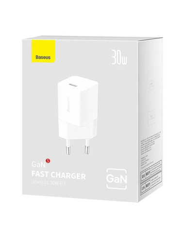CCGN070502,INCARCATOR retea Baseus, GaN5 Fast Charger 30W, 1 x USB Type-C 5V/3A, alb "CCGN070502" - 6932172624446