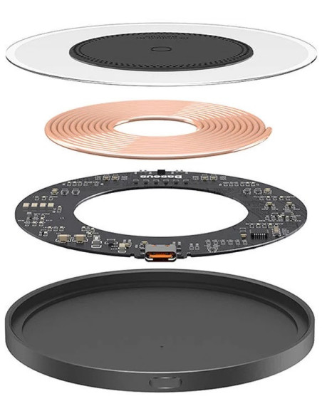 CCJJ050001,INCARCATOR wireless Baseus Simple Qi 15W, compatibilitate smartphones, cablu Type-C la Type-C 1m inclus, negru "CCJJ0