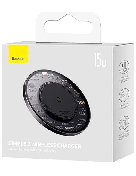 CCJJ050001,INCARCATOR wireless Baseus Simple Qi 15W, compatibilitate smartphones, cablu Type-C la Type-C 1m inclus, negru "CCJJ0
