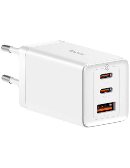 P10110812227-Z1,INCARCATOR retea Baseus, GaN5 Pro Fast Charger 65W, 2 x USB Type-C 5V/3A, 1 x USB 5V/3A, cablu fast charging Typ