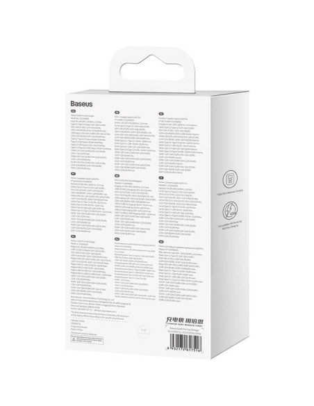 P10110812227-Z1,INCARCATOR retea Baseus, GaN5 Pro Fast Charger 65W, 2 x USB Type-C 5V/3A, 1 x USB 5V/3A, cablu fast charging Typ