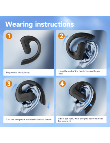 OpenRock-S-Black,Casca OneOdio wireless, tip butoni - TWS, utilizare smartphone, conectare prin Bluetooth 5.3, difuzor 16.2 mm, 