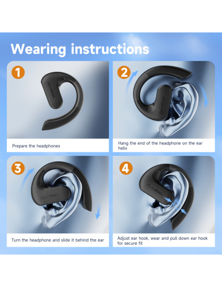 OpenRock-S-Black,Casca OneOdio wireless, tip butoni - TWS, utilizare smartphone, conectare prin Bluetooth 5.3, difuzor 16.2 mm, 