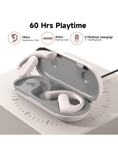 OpenRock-S-Cream,Casca OneOdio wireless, tip butoni - TWS, utilizare smartphone, conectare prin Bluetooth 5.3, difuzor 16.2 mm, 