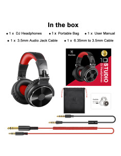Pro10-Red,Casca OneOdio cu fir detasabil, tip over ear, utilizare profesionala, DJ, conectare prin Jack 3.5 mm | Jack 6.35 mm, d
