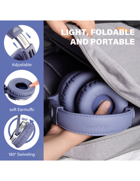 Pro10-Light-Blue,Casca OneOdio cu fir detasabil, tip over ear, utilizare profesionala, DJ, conectare prin Jack 3.5 mm | Jack 6.3