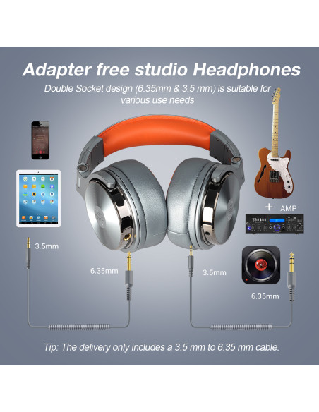 Pro50-Deep-Grey,Casca OneOdio cu fir detasabil, tip over ear, utilizare profesionala, DJ, conectare prin Jack 3.5 mm | Jack 6.35