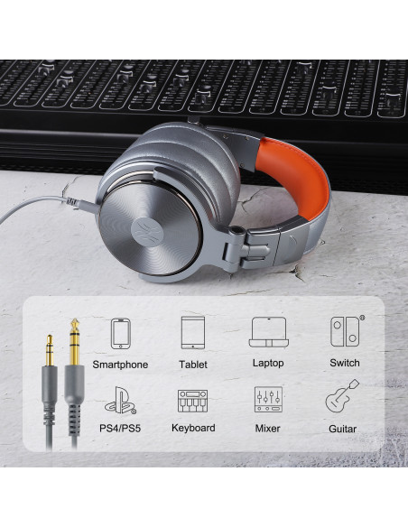 Pro50-Deep-Grey,Casca OneOdio cu fir detasabil, tip over ear, utilizare profesionala, DJ, conectare prin Jack 3.5 mm | Jack 6.35