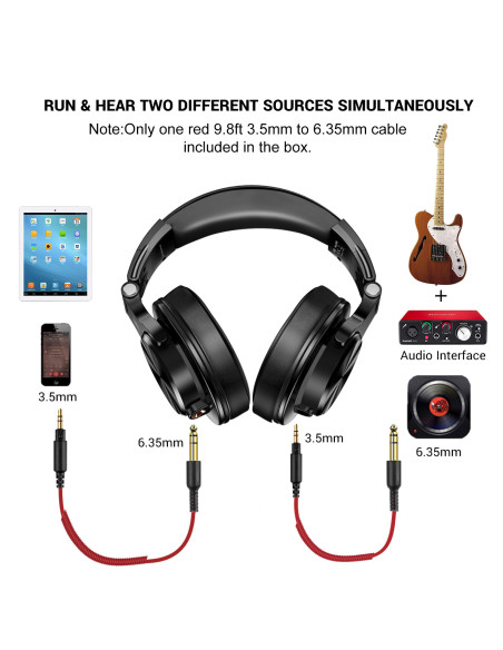 A71M-Black,Casca OneOdio cu fir detasabil, tip over ear, utilizare profesionala, DJ, multimedia, conectare prin Jack 3.5 mm | Ja