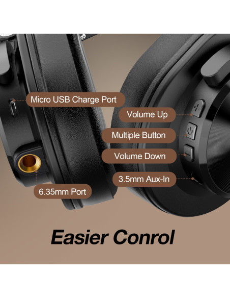 Fusion-A70-Black,Casca OneOdio wireless, cu fir, tip over ear, utilizare multimedia, DJ, conectare prin Bluetooth 5.2 | Jack 3.5