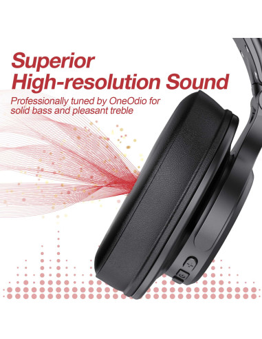 Fusion-A70-Red,Casca OneOdio wireless, cu fir, tip over ear, utilizare multimedia, DJ, conectare prin Bluetooth 5.2 | Jack 3.5 m