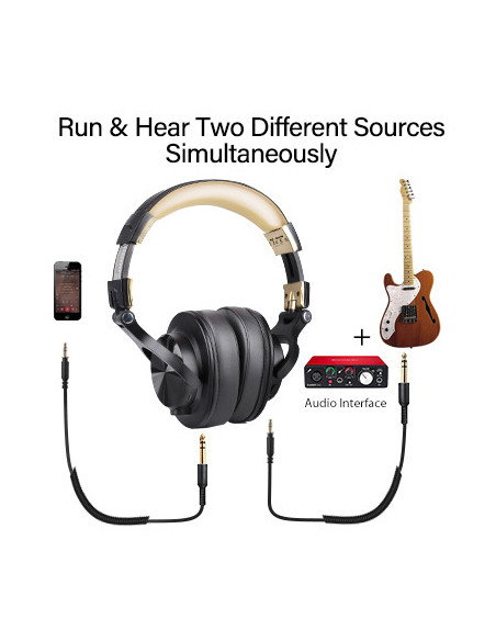 Fusion-A70-Black-Gold,Casca OneOdio wireless, cu fir, tip over ear, utilizare multimedia, DJ, conectare prin Bluetooth 5.2 | Jac