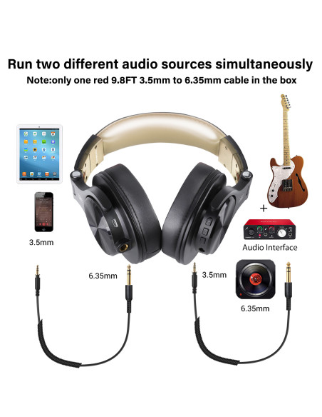Fusion-A70-Black-Gold,Casca OneOdio wireless, cu fir, tip over ear, utilizare multimedia, DJ, conectare prin Bluetooth 5.2 | Jac