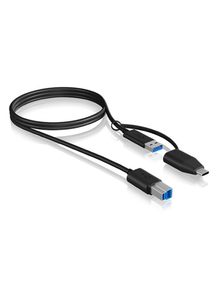 IB-CB032,CABLU alimentare si date Icy Box, pt smartphone USB 3.2 Type-B Gen 1 la USB Type-A/Type-C, Viteza: 5Gbit/s, 1m, plastic