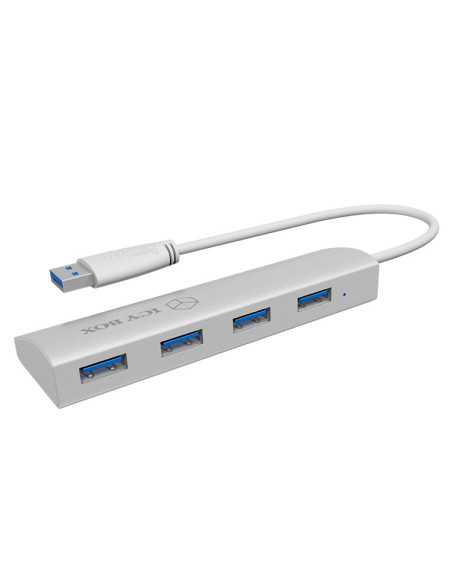 RY-IB-AC6401,HUB extern Icy Box, porturi USB: USB 3.0 x 4, conectare prin USB Type-C, aluminiu, argintiu, "IB-AC6401"