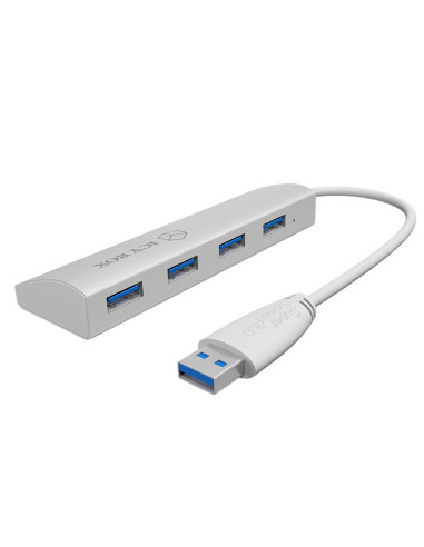 RY-IB-AC6401,HUB extern Icy Box, porturi USB: USB 3.0 x 4, conectare prin USB Type-C, aluminiu, argintiu, "IB-AC6401"