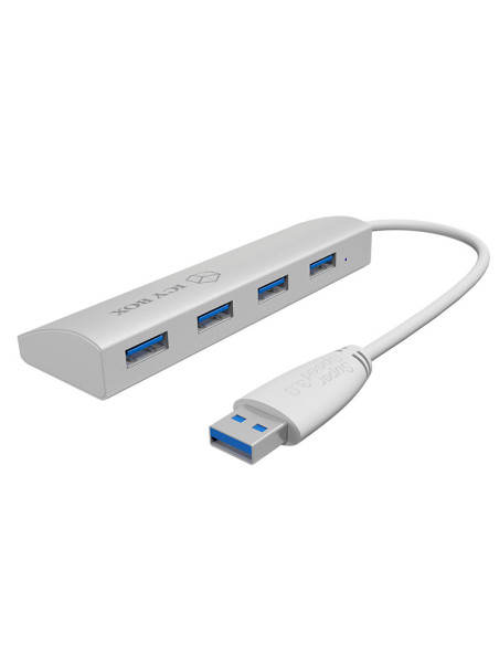 RY-IB-AC6401,HUB extern Icy Box, porturi USB: USB 3.0 x 4, conectare prin USB Type-C, aluminiu, argintiu, "IB-AC6401"