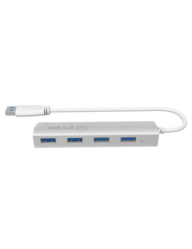RY-IB-AC6401,HUB extern Icy Box, porturi USB: USB 3.0 x 4, conectare prin USB Type-C, aluminiu, argintiu, "IB-AC6401"