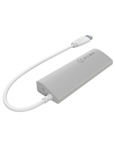 RY-IB-AC6401,HUB extern Icy Box, porturi USB: USB 3.0 x 4, conectare prin USB Type-C, aluminiu, argintiu, "IB-AC6401"