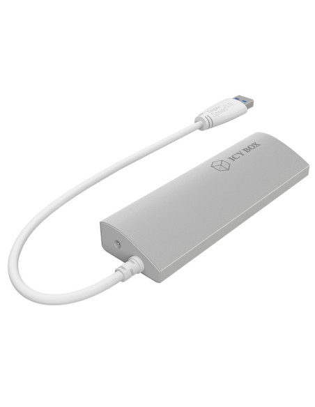 RY-IB-AC6401,HUB extern Icy Box, porturi USB: USB 3.0 x 4, conectare prin USB Type-C, aluminiu, argintiu, "IB-AC6401"