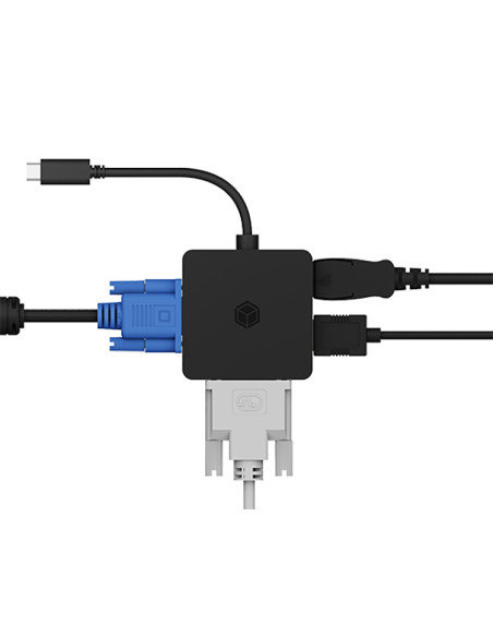 IB-DK1104-C,DOCKING Station Icy Box universal, 4-in-1, conectare PC USB Type C, USB-C x 1, porturi video HDMI x 1, DP x 1, DVI x