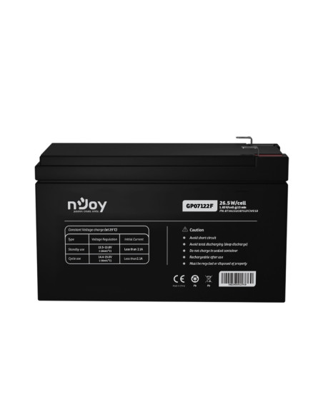 BTVACGUOBTG2FCW01B,UPS- acumulatori Njoy GP07122F | Baterie UPS&nbsp | 12 V | 7 A | Borne F2 | 27 W | 151 x 65 x 95 mm "BTVACGUO