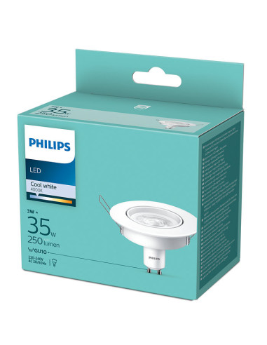 000008718699777951,SPOT incastrat LED Philips, soclu GU10, putere 3W, forma spot, lumina alb rece, alimentare 220 - 240 V, "0000