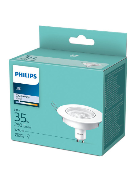 000008718699777951,SPOT incastrat LED Philips, soclu GU10, putere 3W, forma spot, lumina alb rece, alimentare 220 - 240 V, "0000